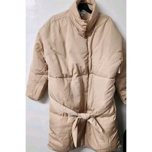 Daily Ritual Womens Padded Belted Puffer Jacket,Taupe Size XXL - Picture 1 of 16